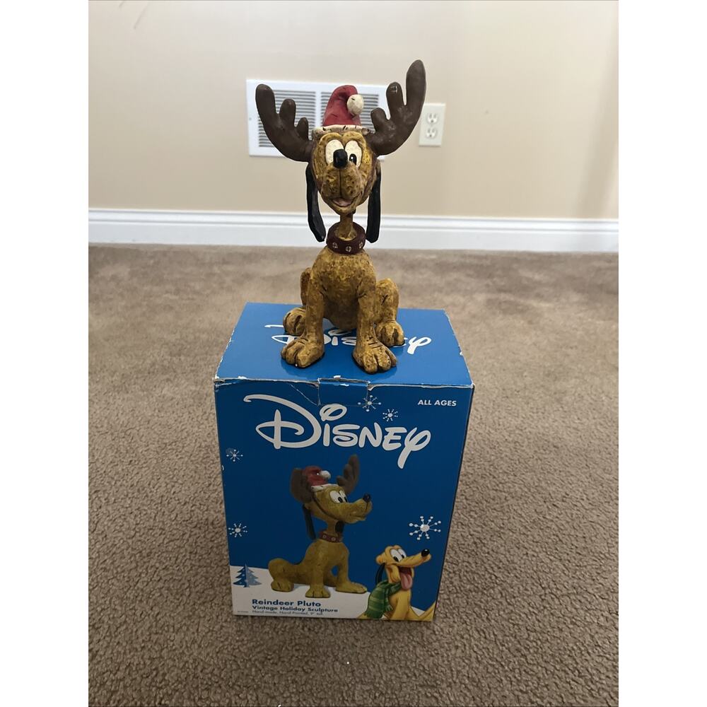 Disney Reindeer Pluto Vintage Holiday Sculpture-Hand Crafted. Original Box. 9"